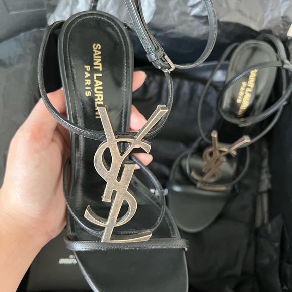 YSL Yves Saint Laurent Cassandra Medallion Stiletto Sandals Heels - Picture 1 of 8